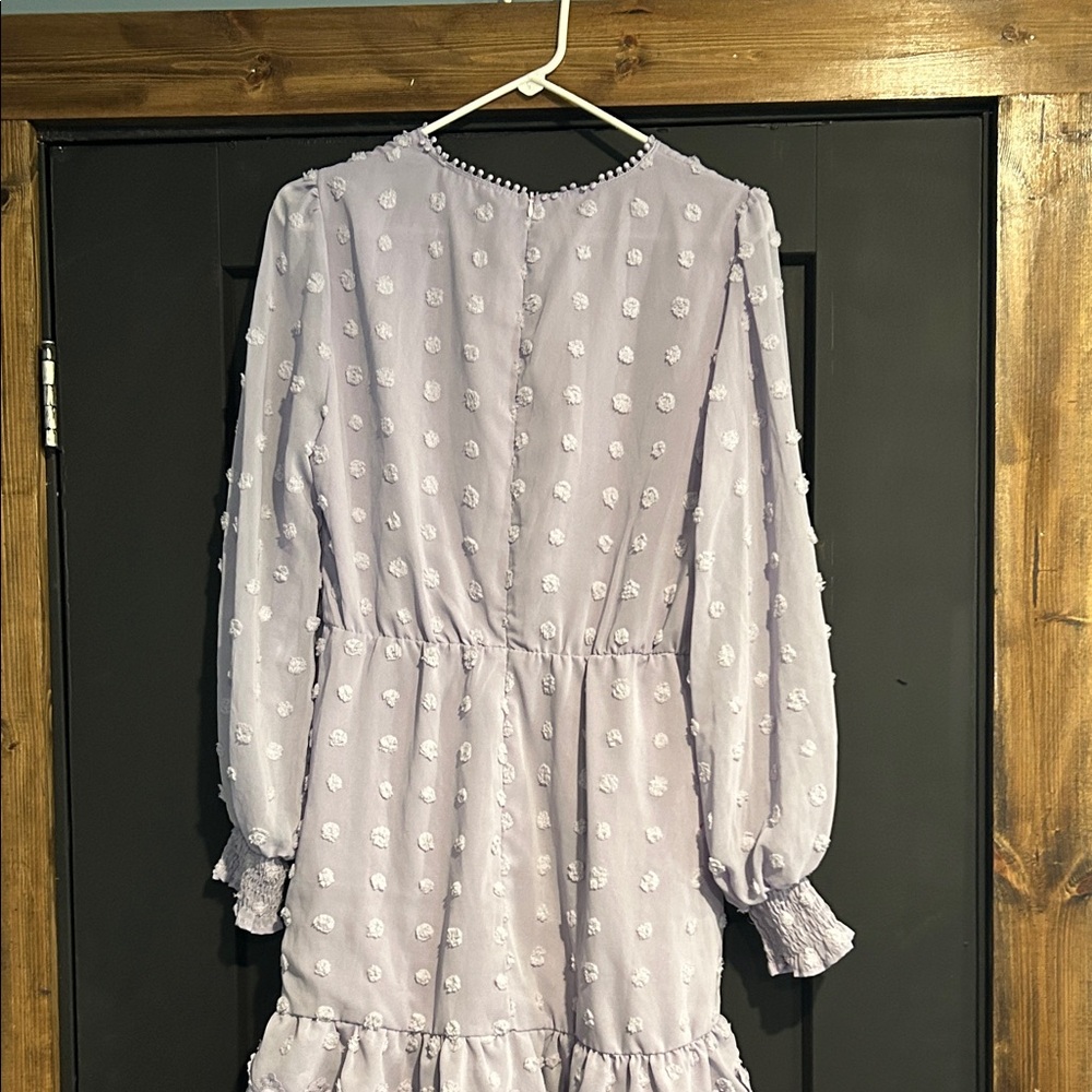 Elegant Lilac Dress with Lace Accents - Picture 4 of 4
